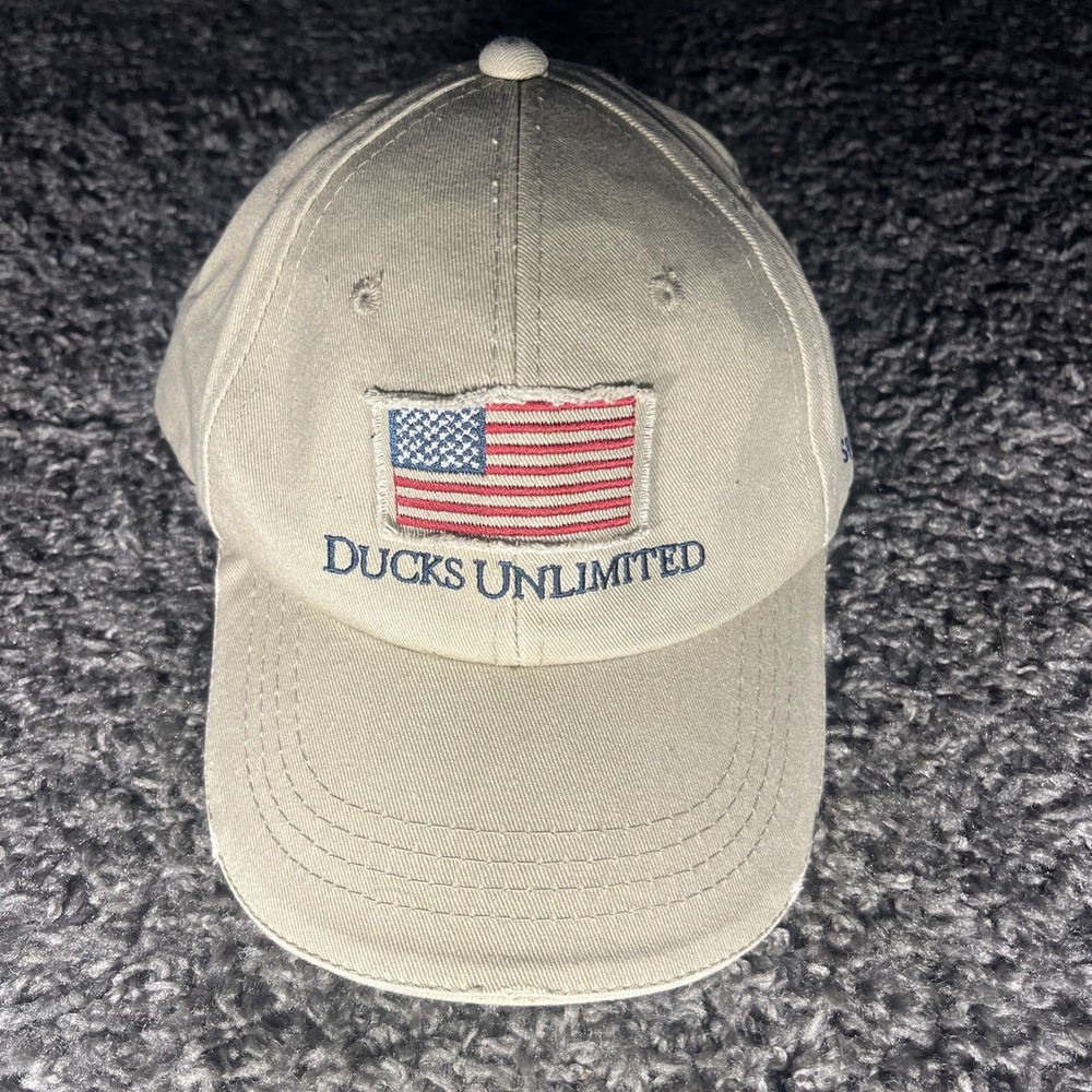 DU Tan Embroidered Ducks Unlimited American Flag‎ 2016 Sponsor Baseball Cap Hat